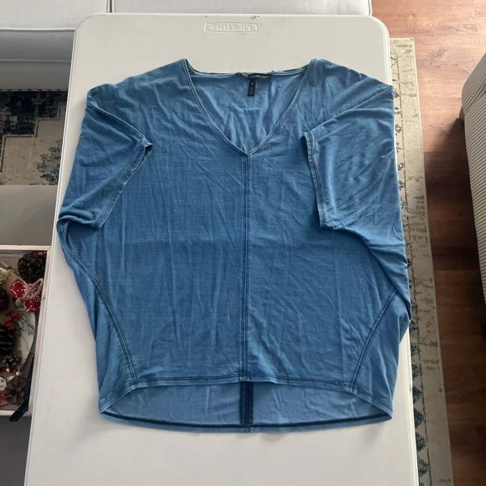 White House Black Market Blue V-Neck High-Low Tunic Top - Size M